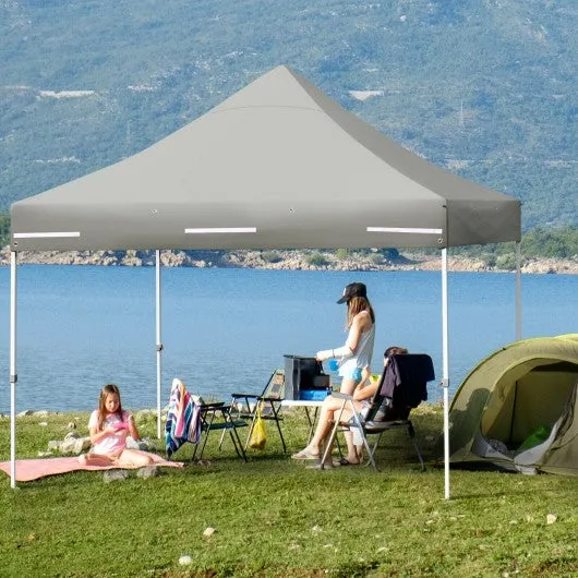 10 x 10 Feet Pop up Gazebo with 4 Height and Adjust Folding Awning-Gray