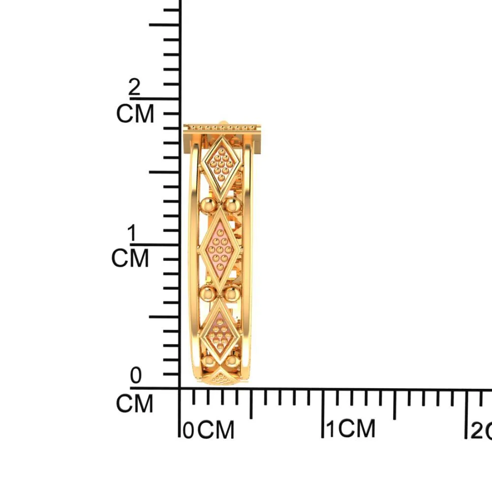 18k Unique Gold Earrings With A Series Of Diamond Shaped Design