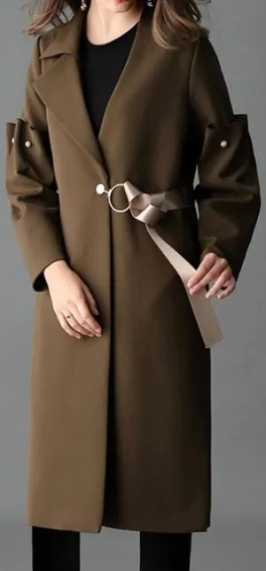 Button Ruffled-Sleeve Coat