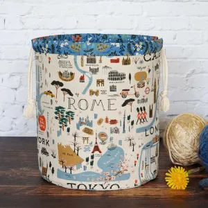 Canvas Bucket Bag with Interior Pockets