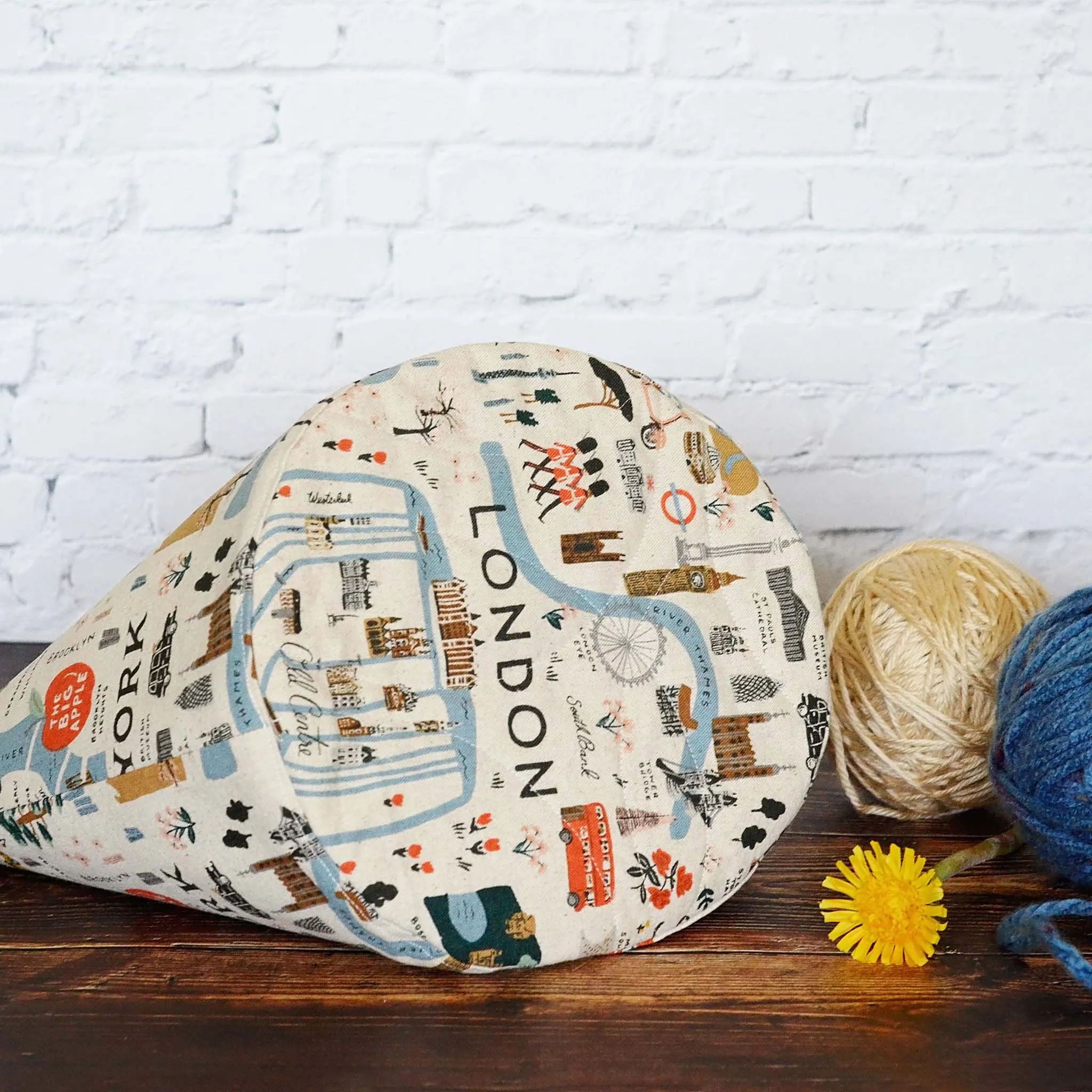 Canvas Bucket Bag with Interior Pockets