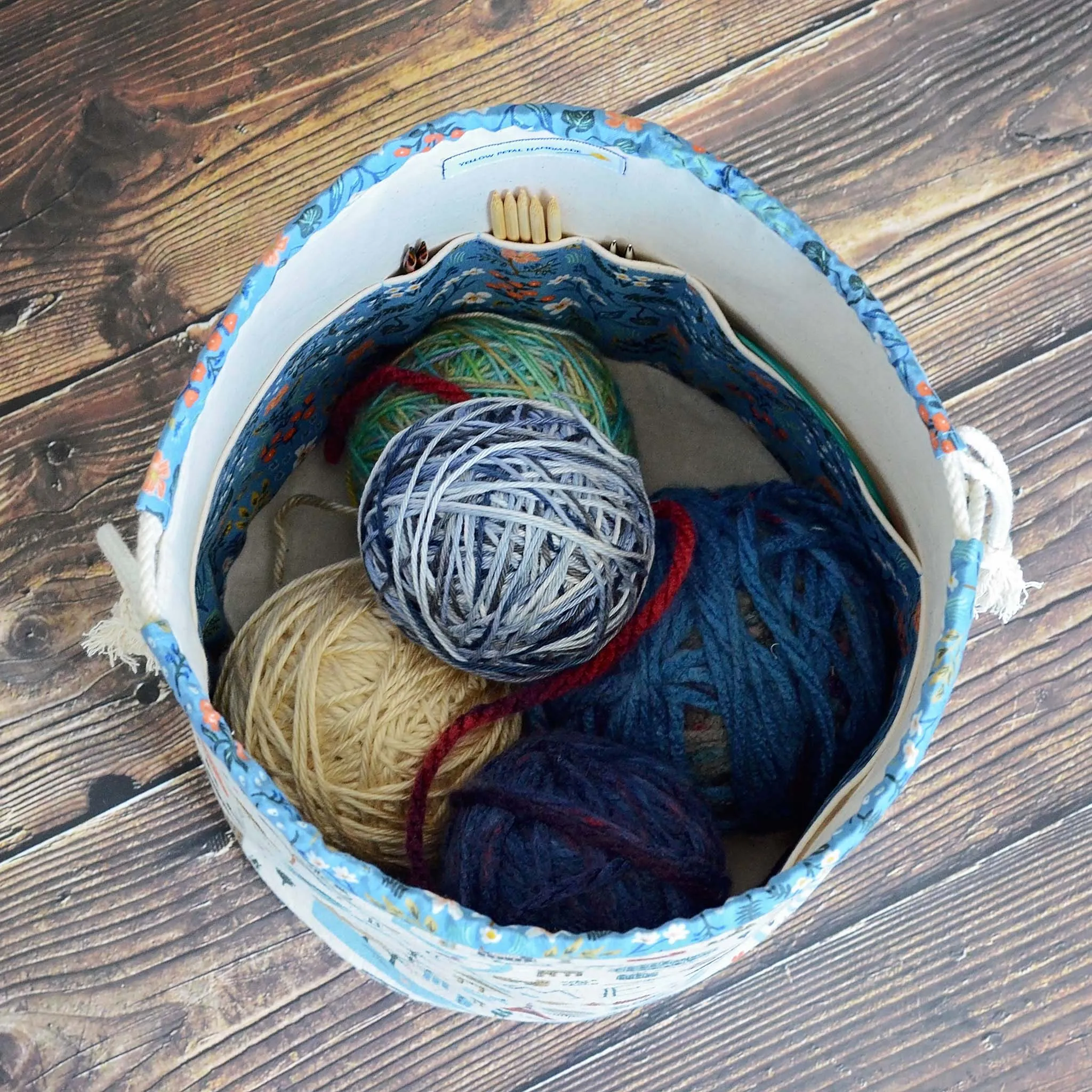 Canvas Bucket Bag with Interior Pockets