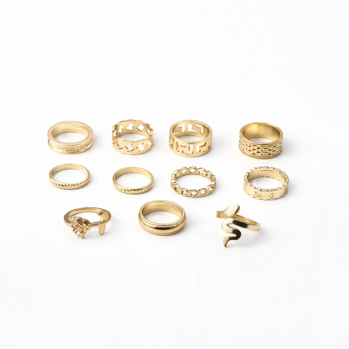 European and American Jewelry Set with Vienna Verve Ring - Elegant and Stylish Snake Geometry Collection