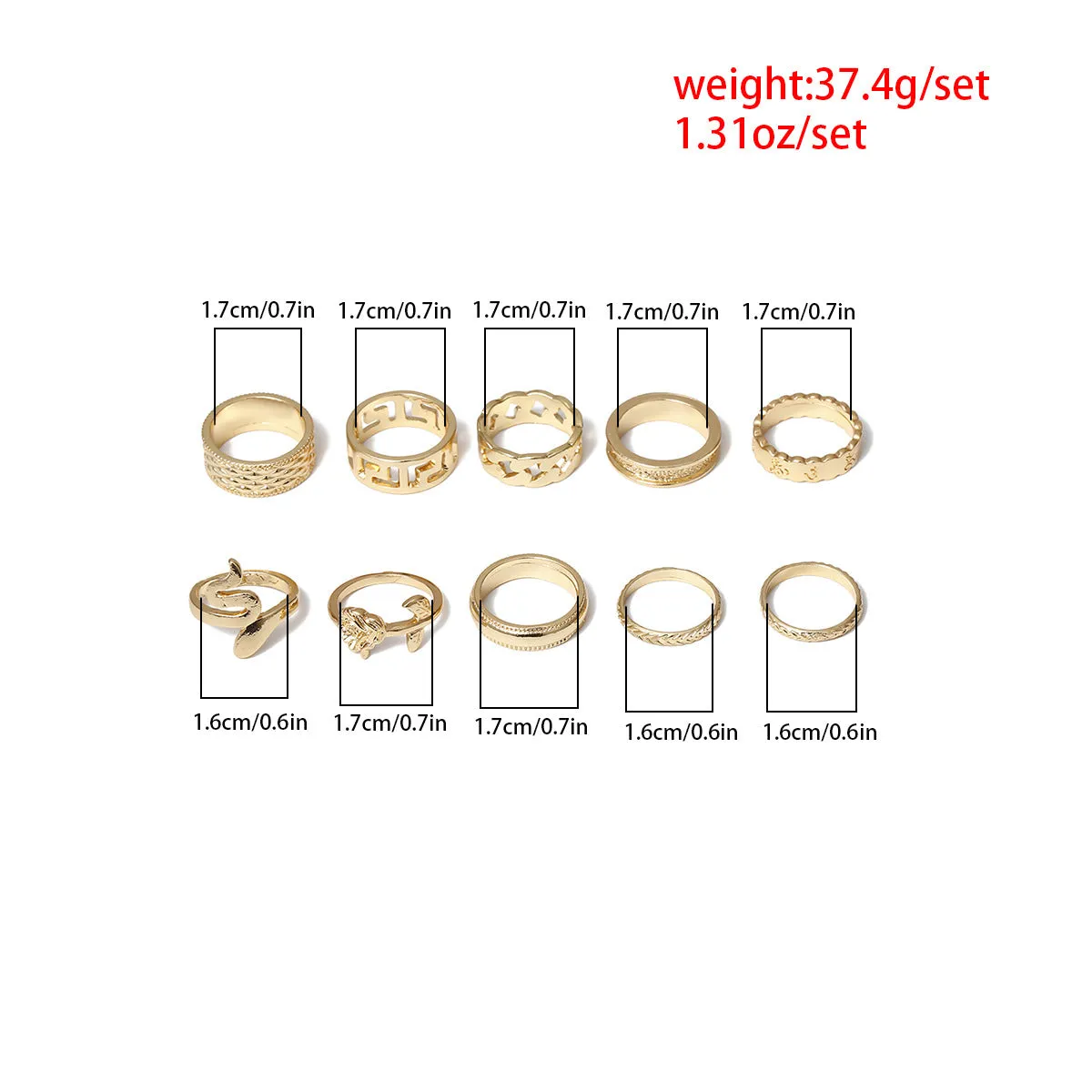 European and American Jewelry Set with Vienna Verve Ring - Elegant and Stylish Snake Geometry Collection