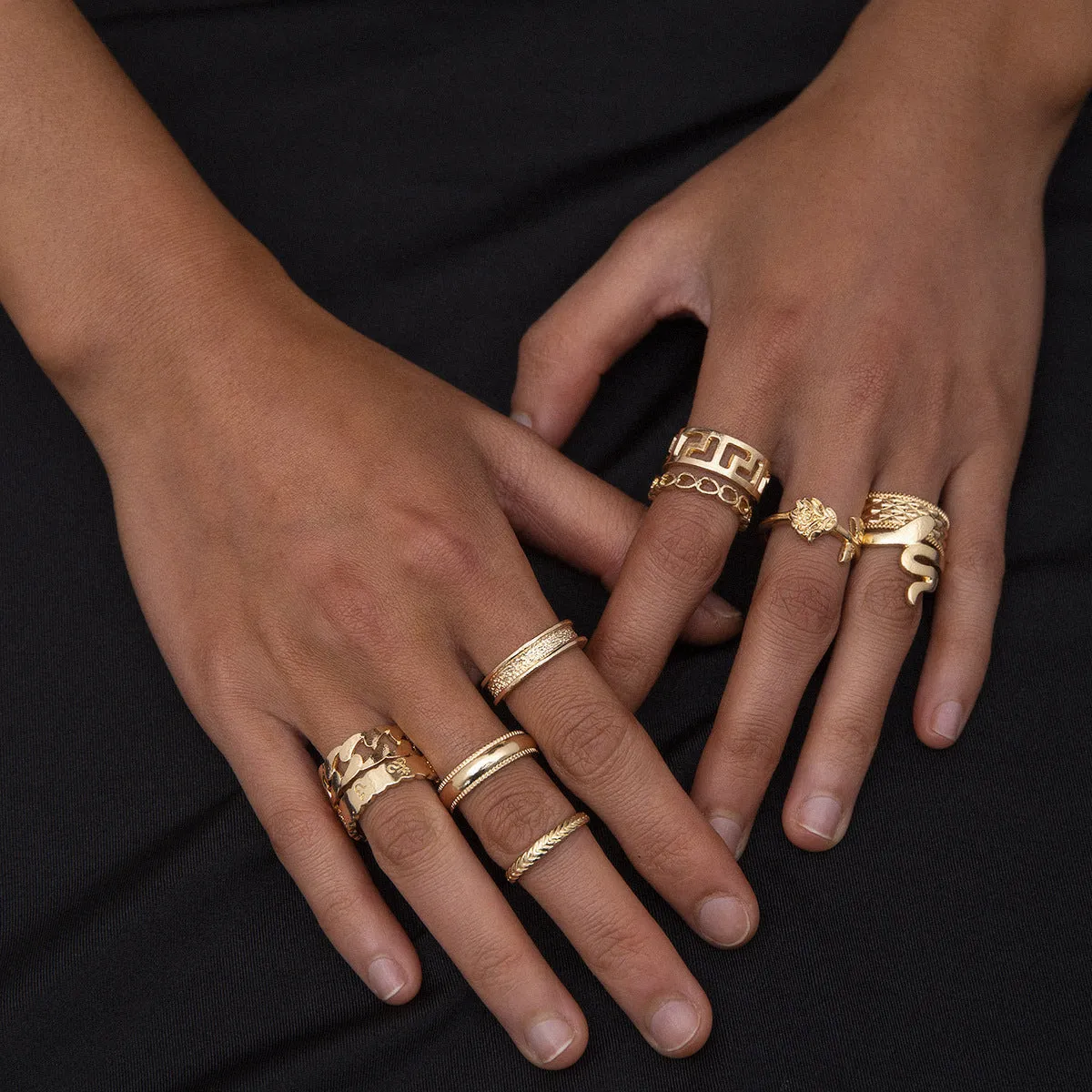European and American Jewelry Set with Vienna Verve Ring - Elegant and Stylish Snake Geometry Collection