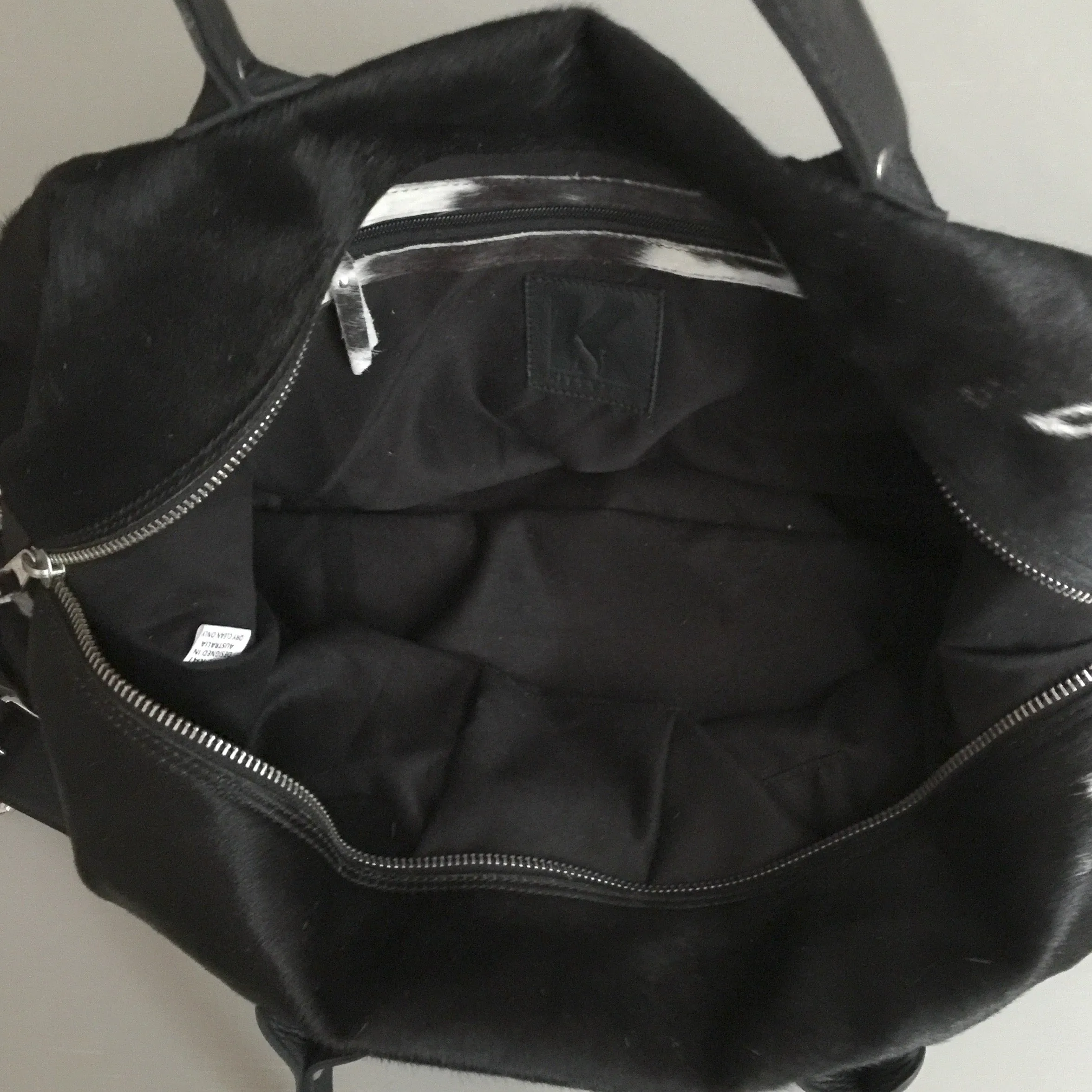 Hunter Cowhide and Leather Duffle Travel Bag -  Grey White Black Multi