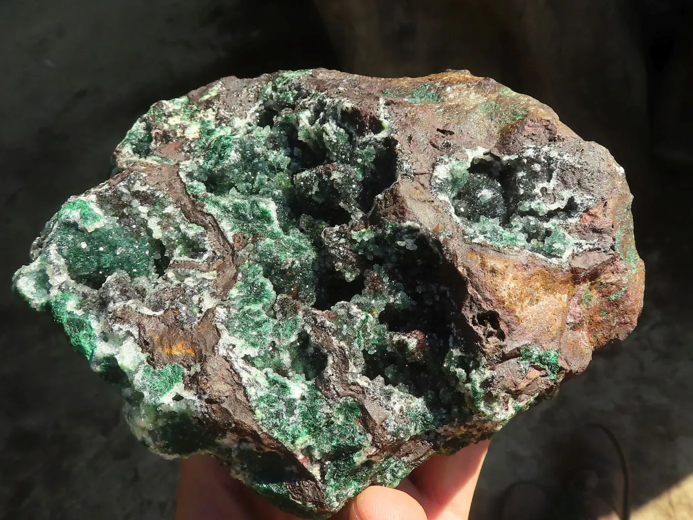 Natural Drusi Quartz Coated Ball Malachite On Red Copper Dolomite x 1 From Likasi, Congo