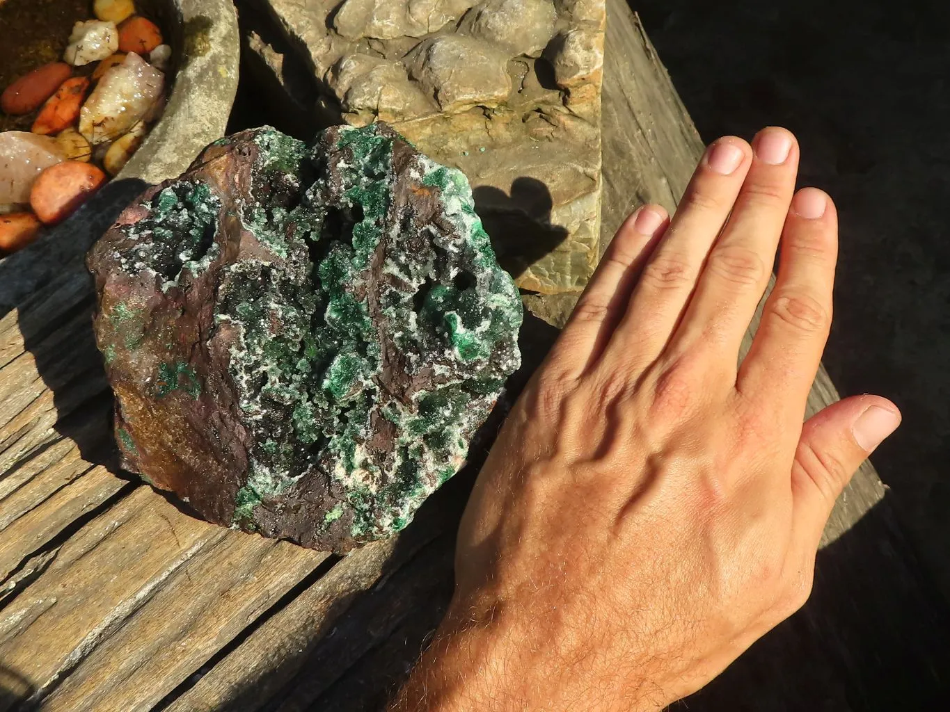 Natural Drusi Quartz Coated Ball Malachite On Red Copper Dolomite x 1 From Likasi, Congo