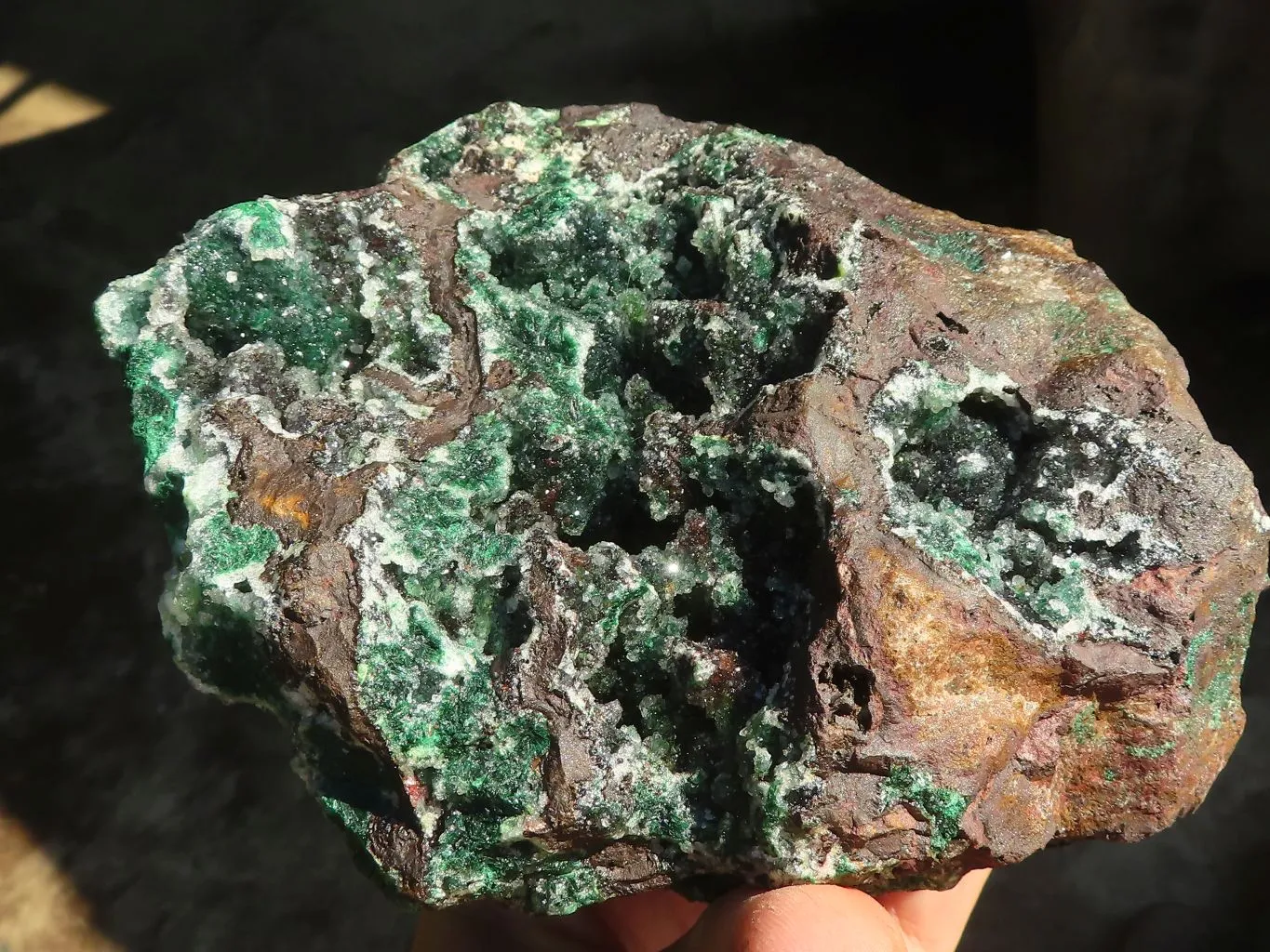 Natural Drusi Quartz Coated Ball Malachite On Red Copper Dolomite x 1 From Likasi, Congo