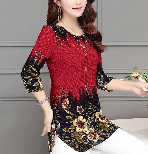 New Arrival Fashion Summer Color Plus Size elegant Printed Blouse