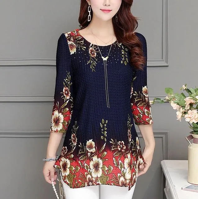 New Arrival Fashion Summer Color Plus Size elegant Printed Blouse