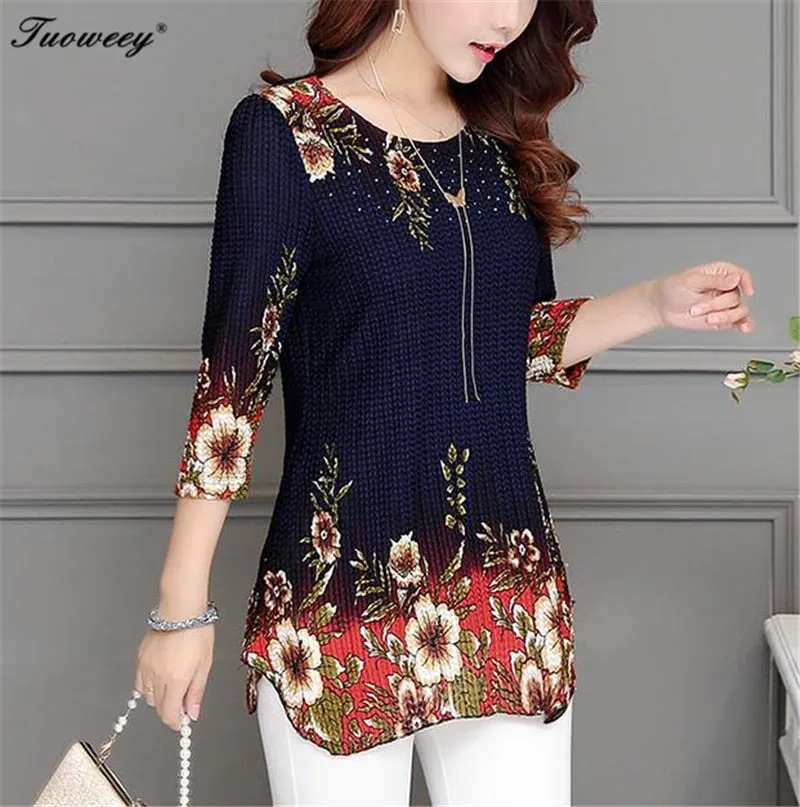 New Arrival Fashion Summer Color Plus Size elegant Printed Blouse