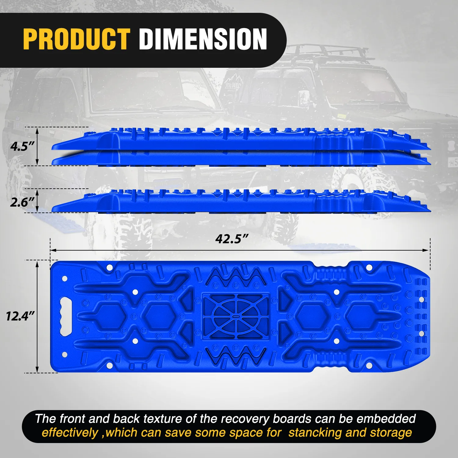 Off-Road Recovery Traction Boards For 4WD 4X4 with Jack Lift & Carry Bag (Blue)
