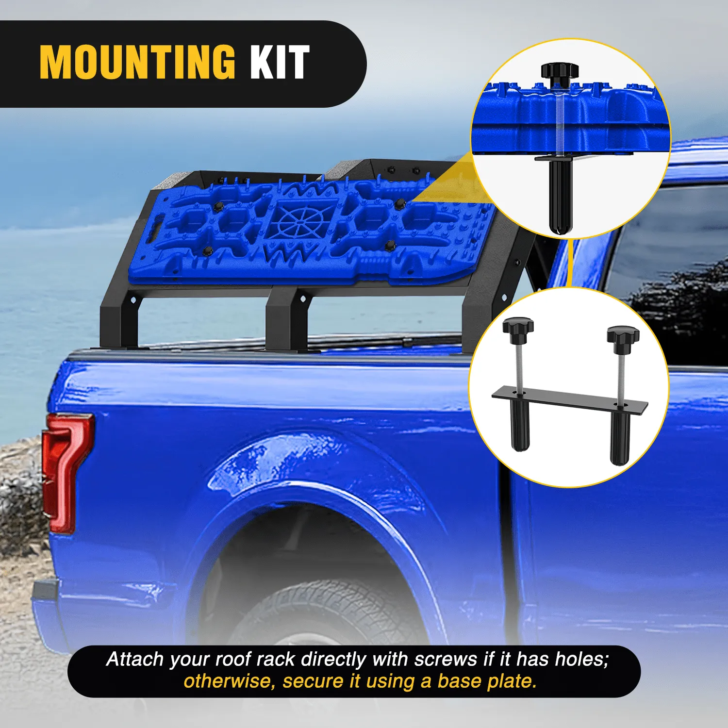 Off-Road Recovery Traction Boards For 4WD 4X4 with Jack Lift & Carry Bag (Blue)