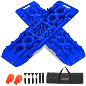 Off-Road Recovery Traction Boards For 4WD 4X4 with Jack Lift & Carry Bag (Blue)