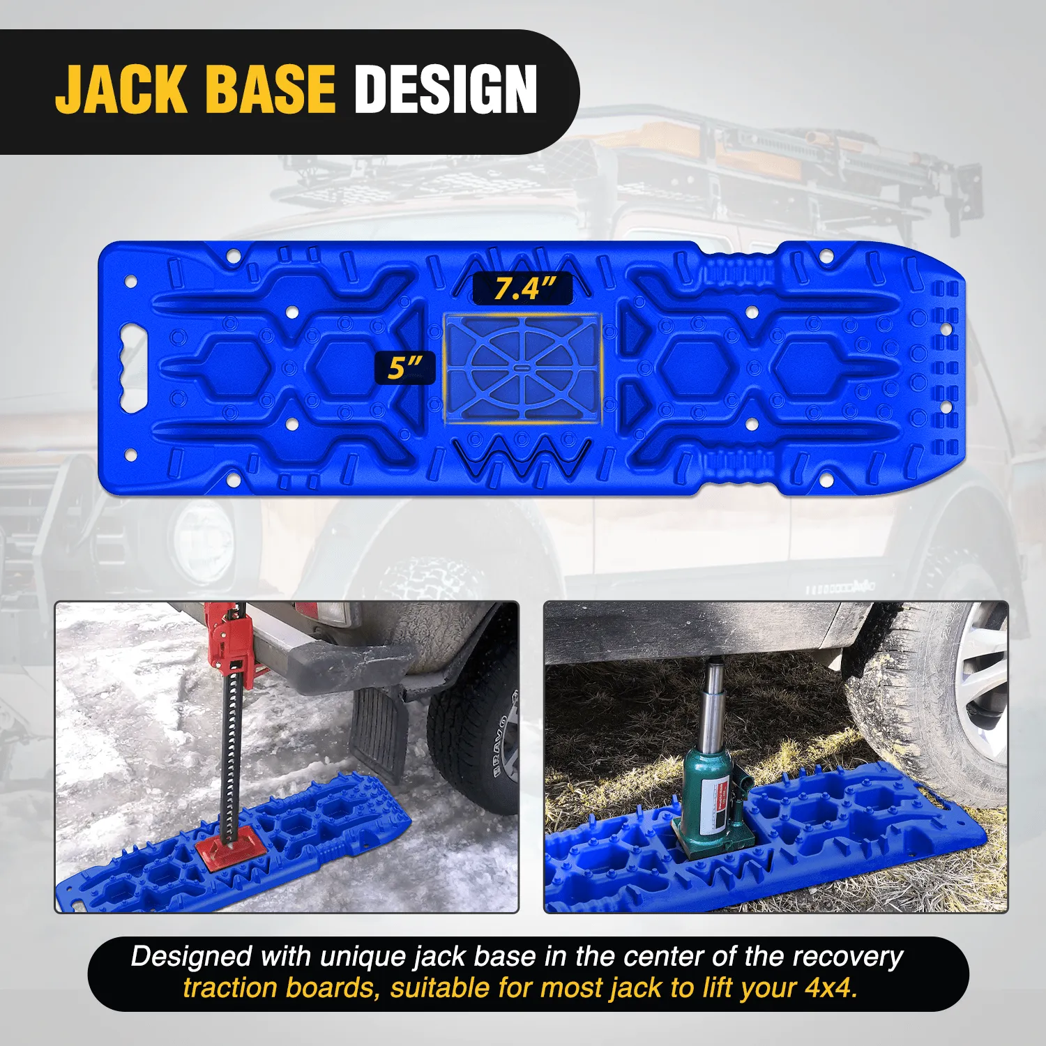 Off-Road Recovery Traction Boards For 4WD 4X4 with Jack Lift & Carry Bag (Blue)