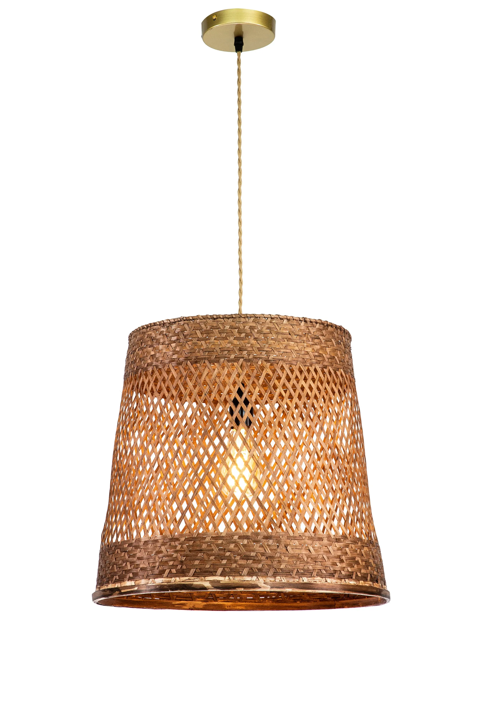 Rattan unique cylinder pendant light