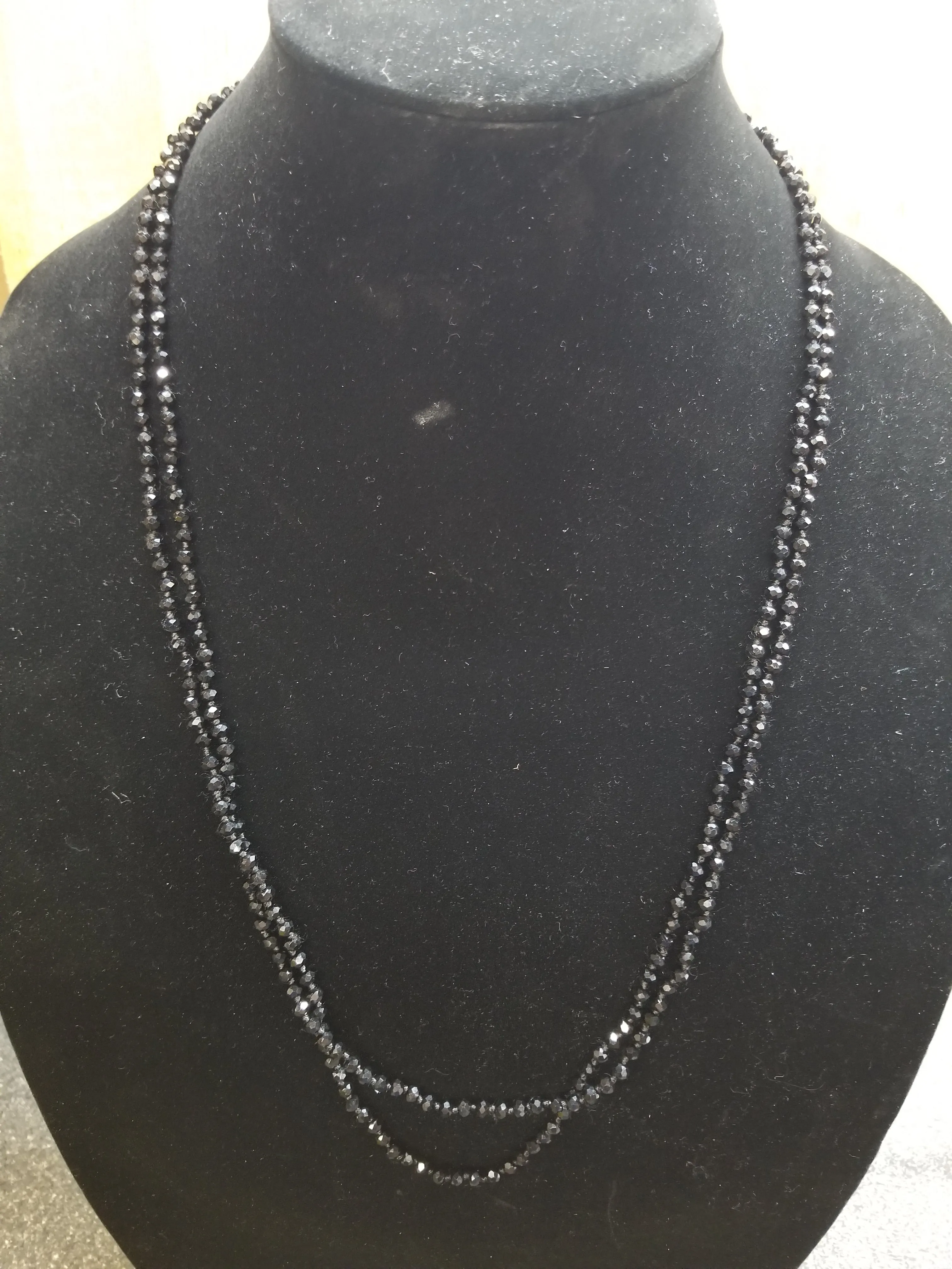 Stunning 4mm Glass Bead Threaded Long Necklace