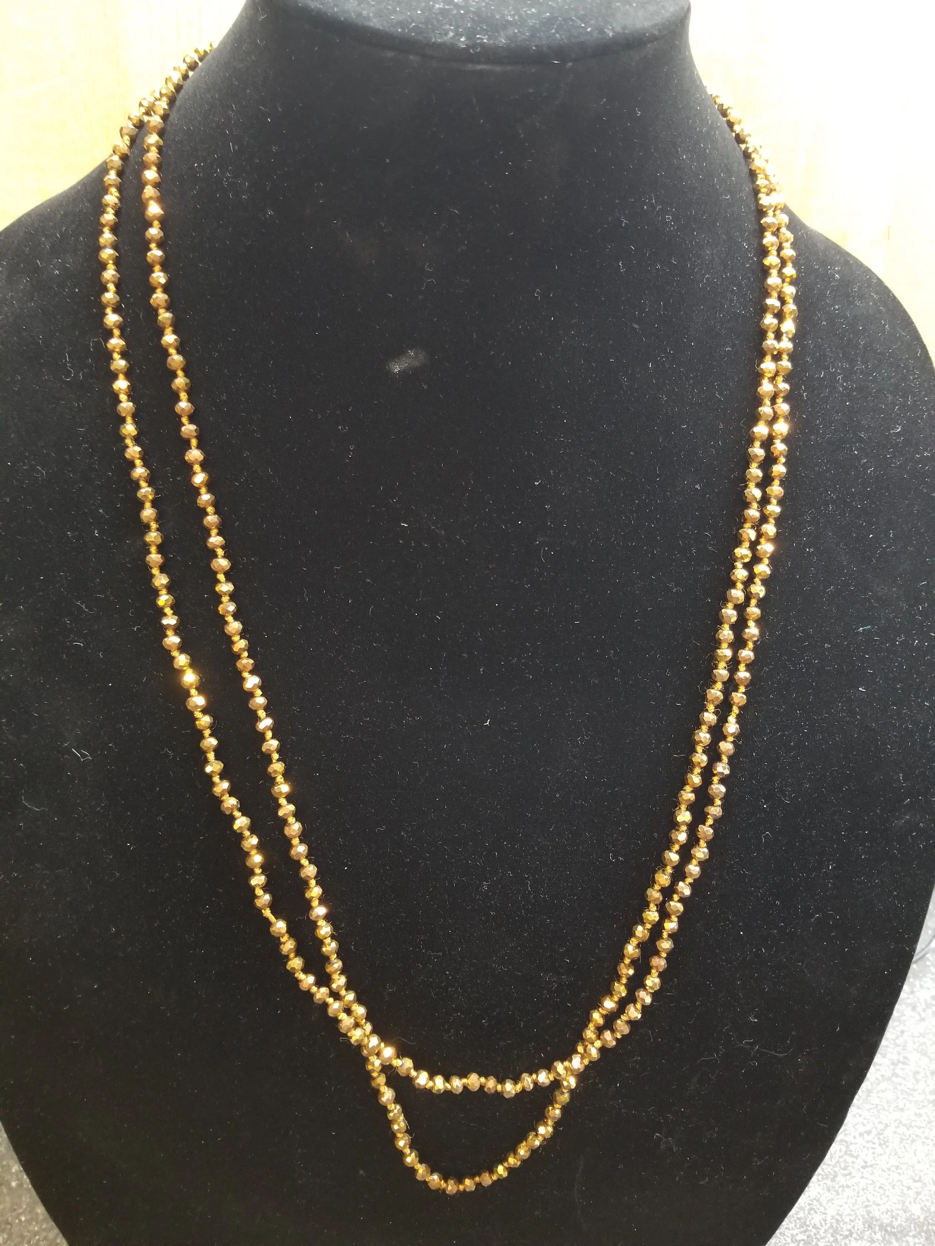 Stunning 4mm Glass Bead Threaded Long Necklace
