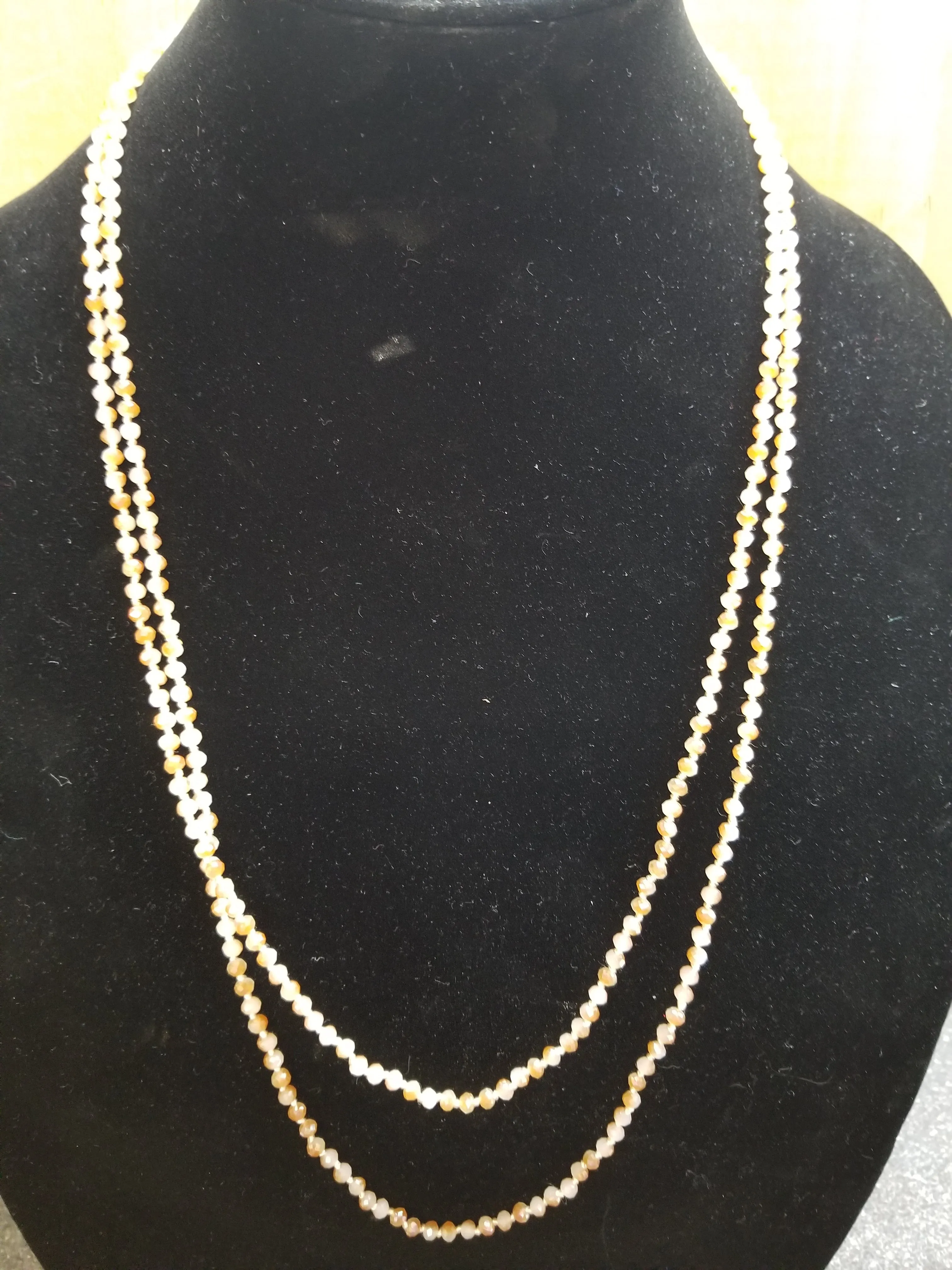 Stunning 4mm Glass Bead Threaded Long Necklace
