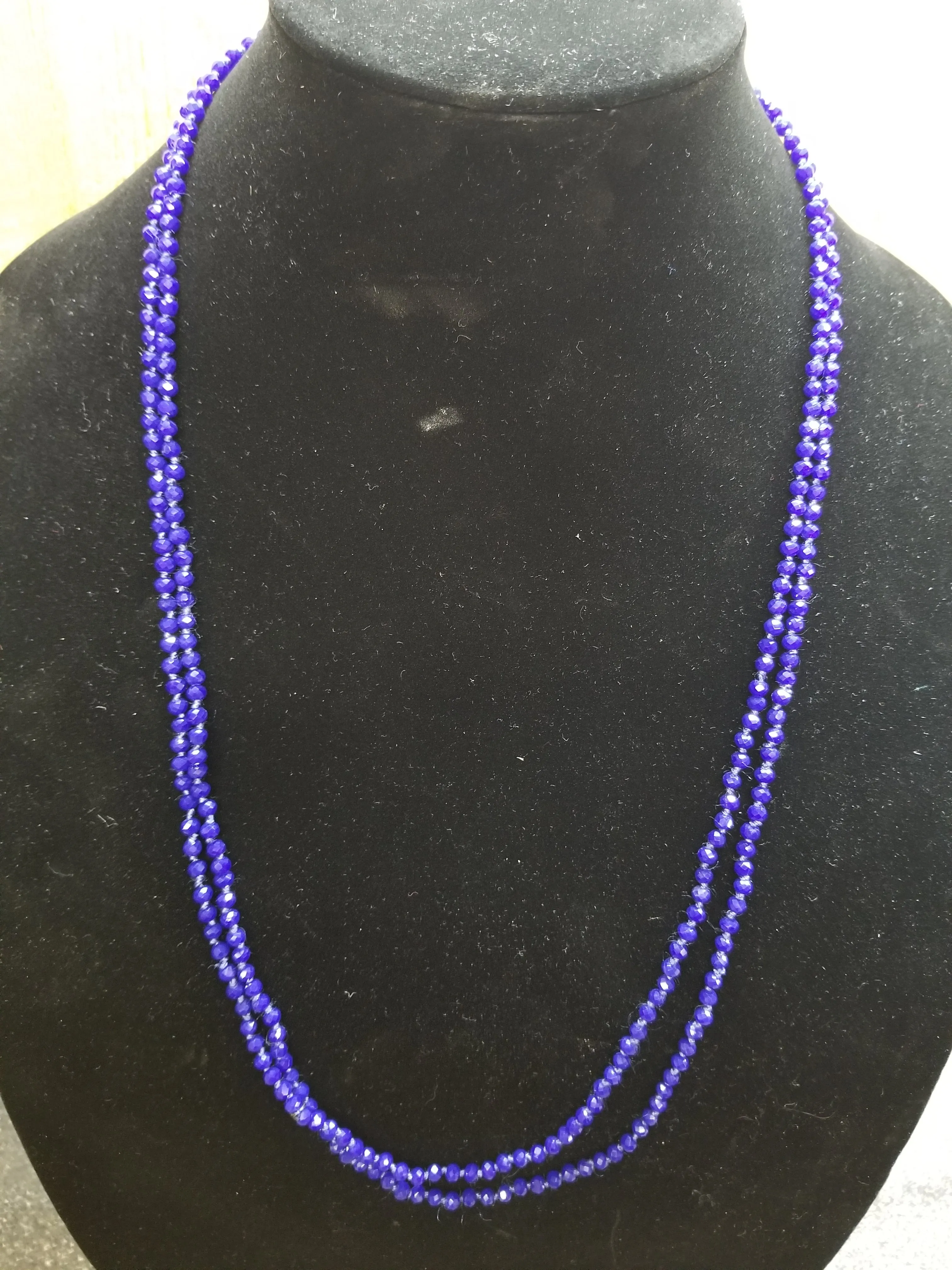 Stunning 4mm Glass Bead Threaded Long Necklace