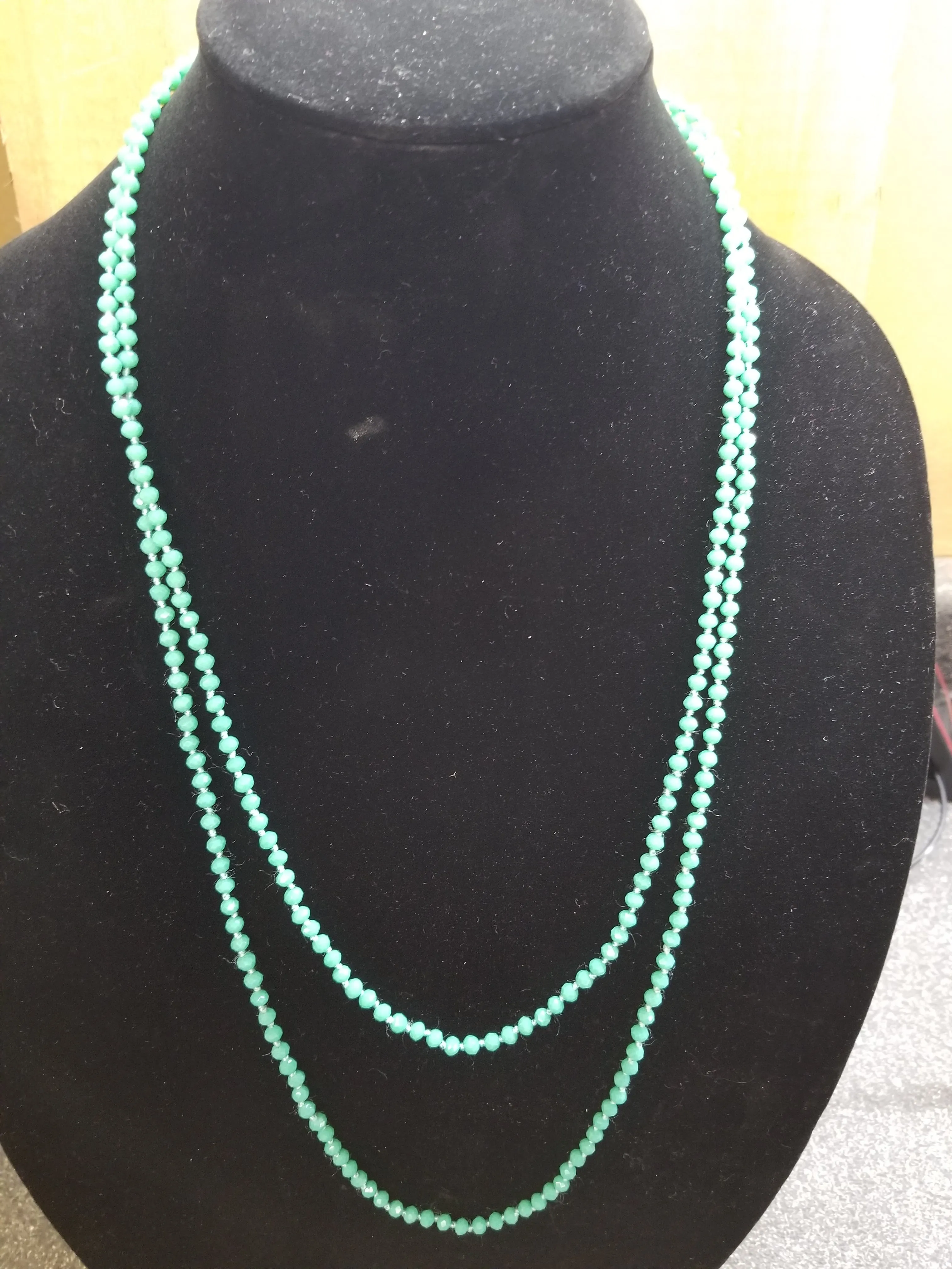 Stunning 4mm Glass Bead Threaded Long Necklace