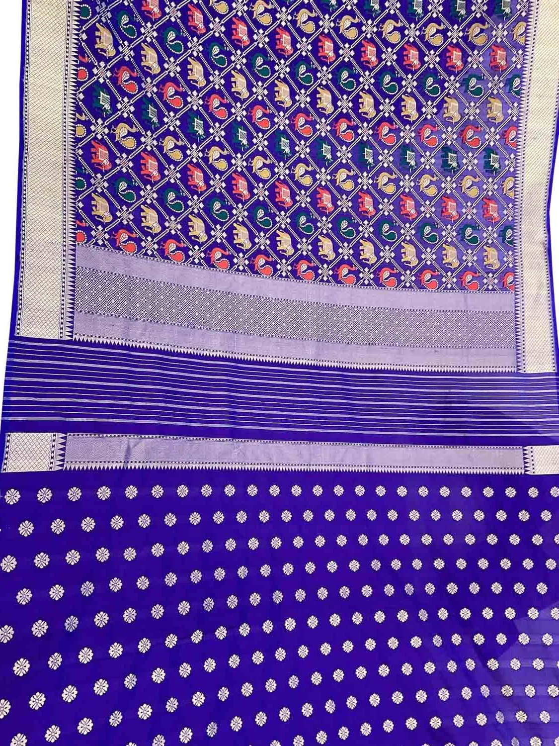 Stunning Blue Handloom Banarasi Katan Silk Suit Set - Unstitched