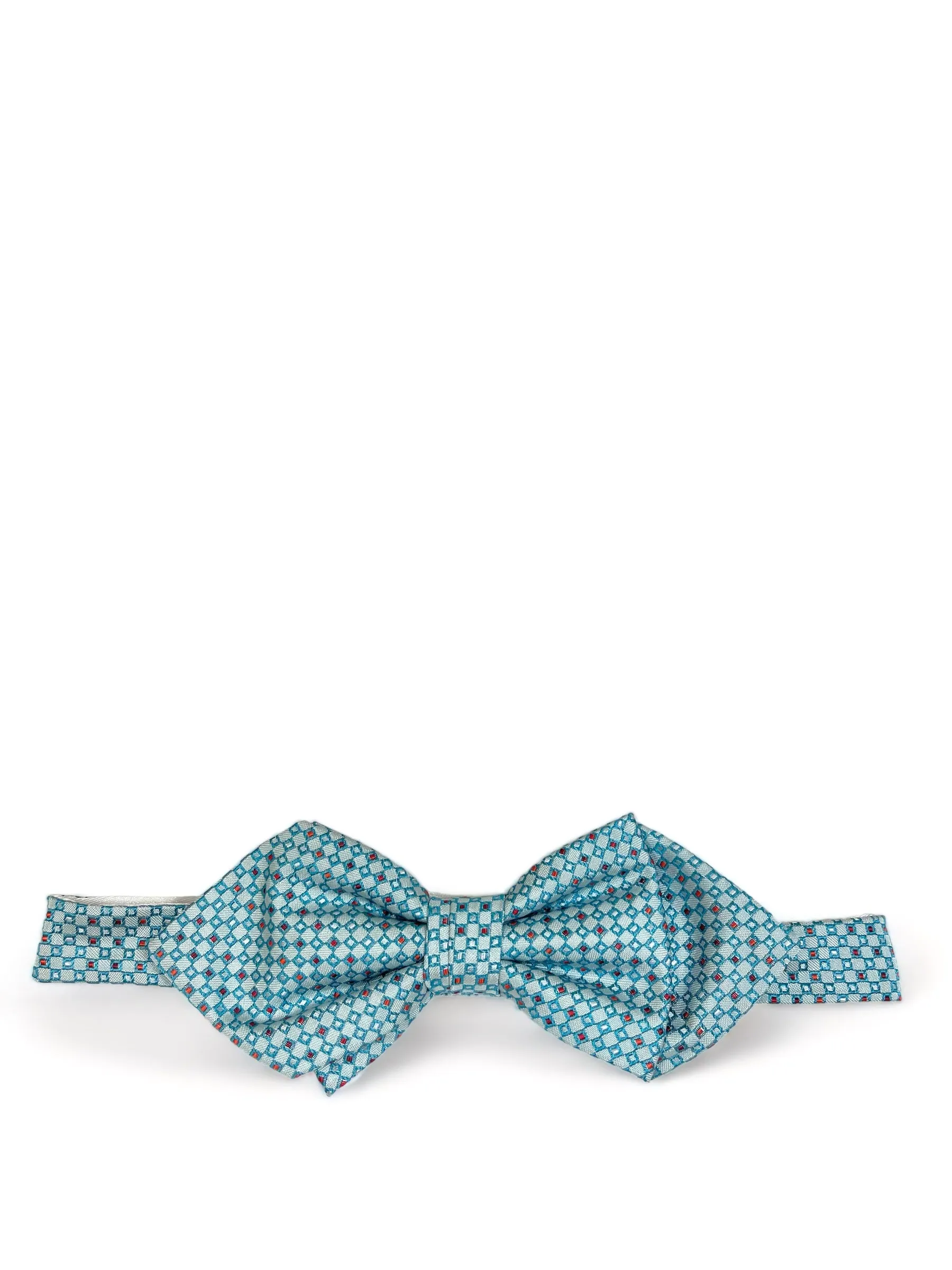 Turquoise and Red Silk Bow Tie by Paul Malone